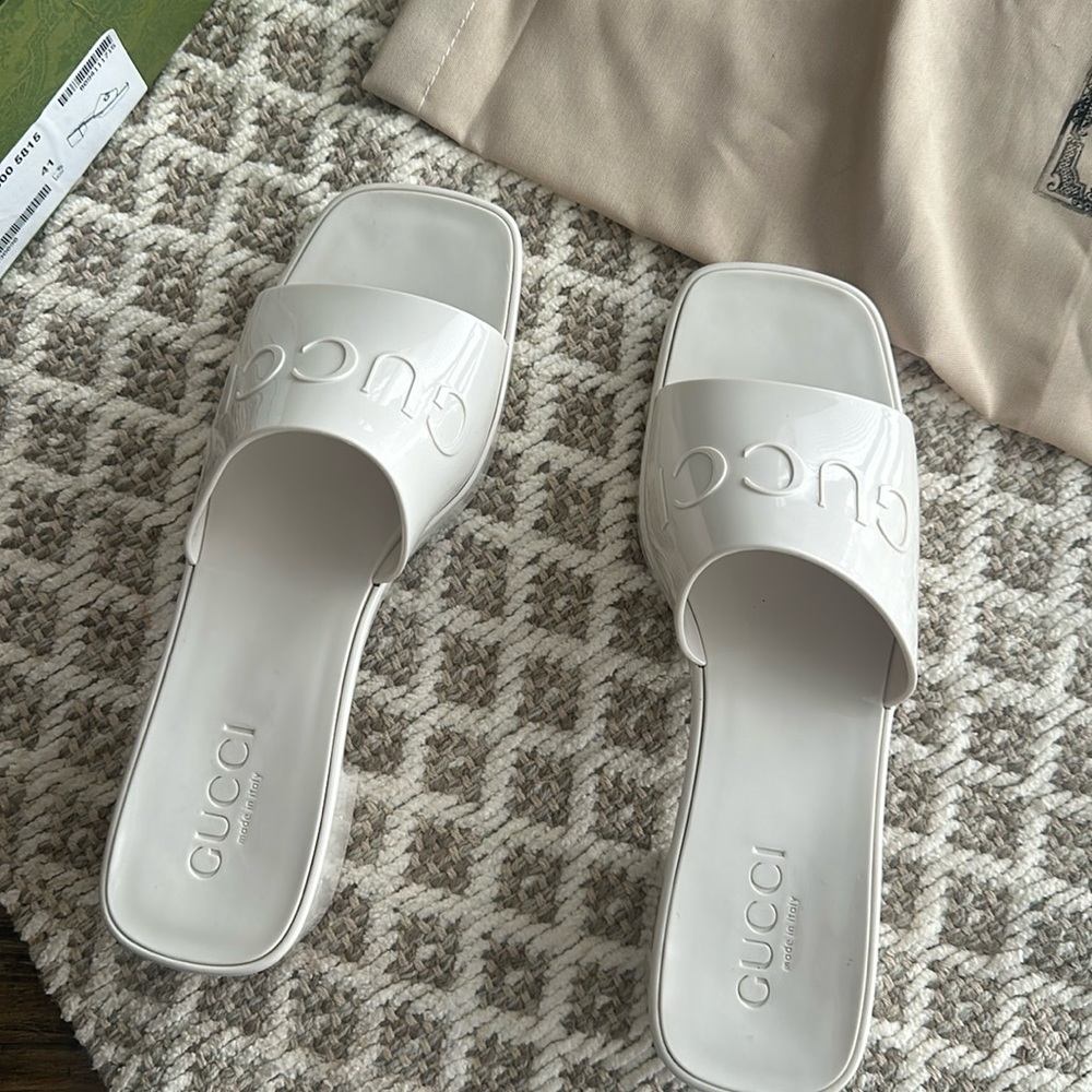 Rubber heel slide white/ cream